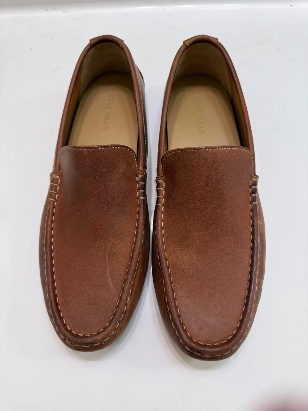 Cole Haan Men’s Chestnut Brown Leather Slip-On Loafers
